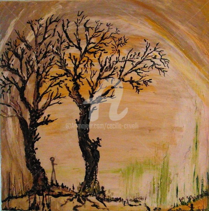 40x40x2 - 2 arbres en hiver